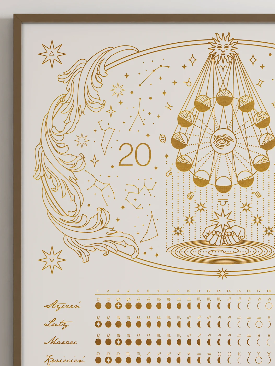Astrologiczny Kalendarz Księżycowy 2026 Beige Plakat 40x50cm