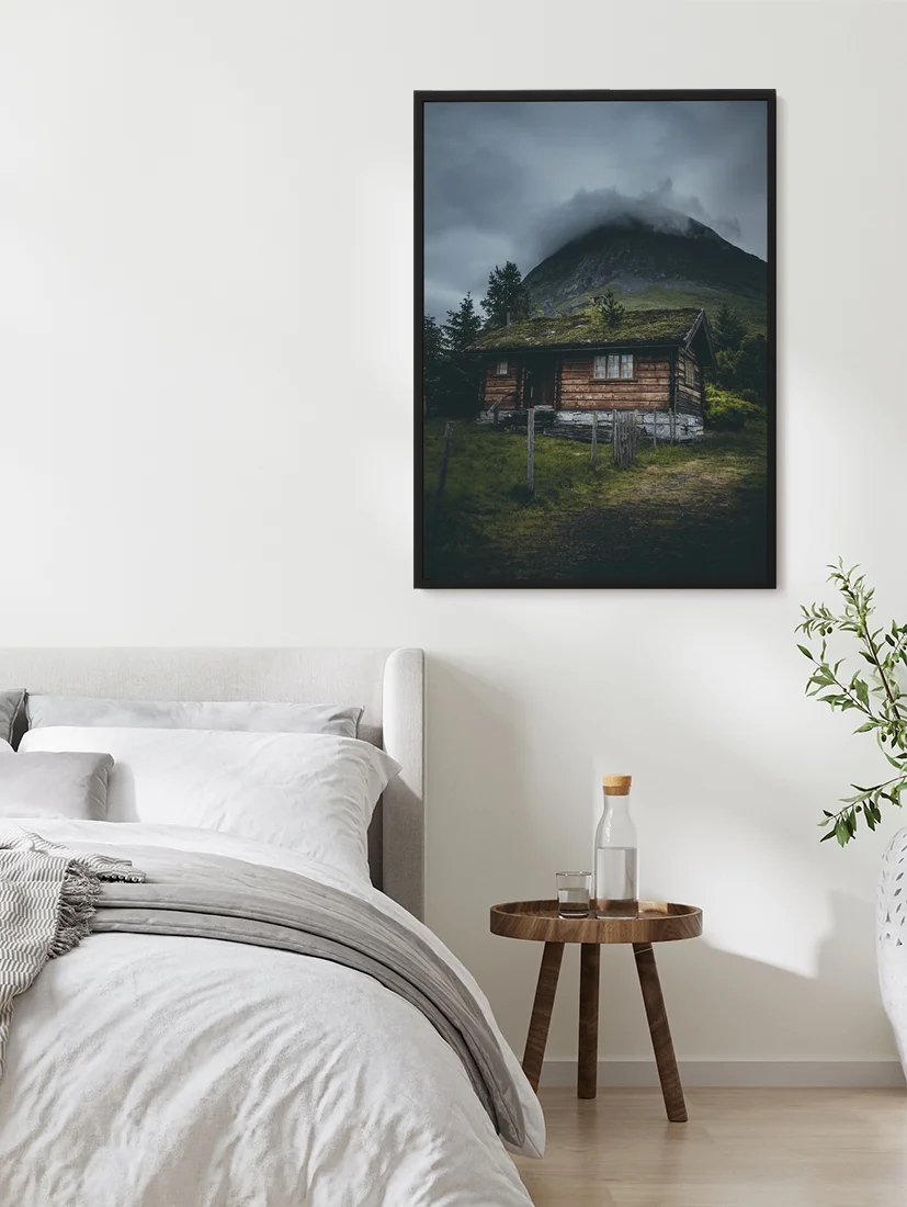 Plakat Norge Fjord Hytte 40x50cm