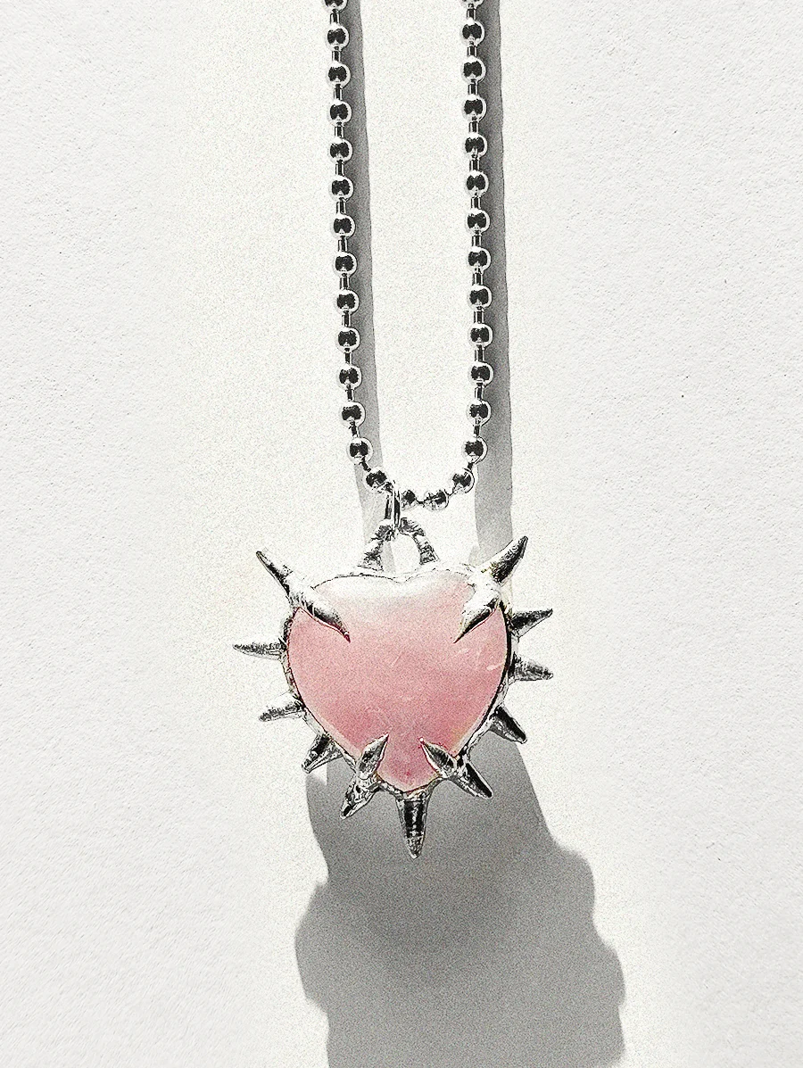 Rose Quartz Heart Naszyjnik