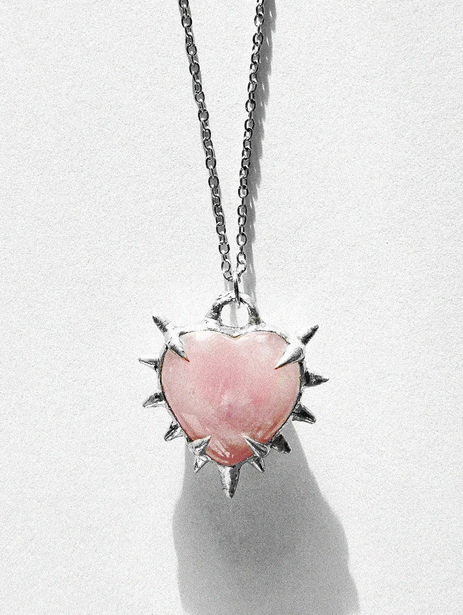Rose Quartz Heart Naszyjnik